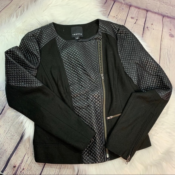 NWOT Trouve Wool Blend Black Moto Jacket XS - Picture 1 of 10